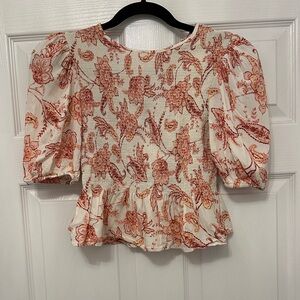 Express Coral and Cream Floral Blouse